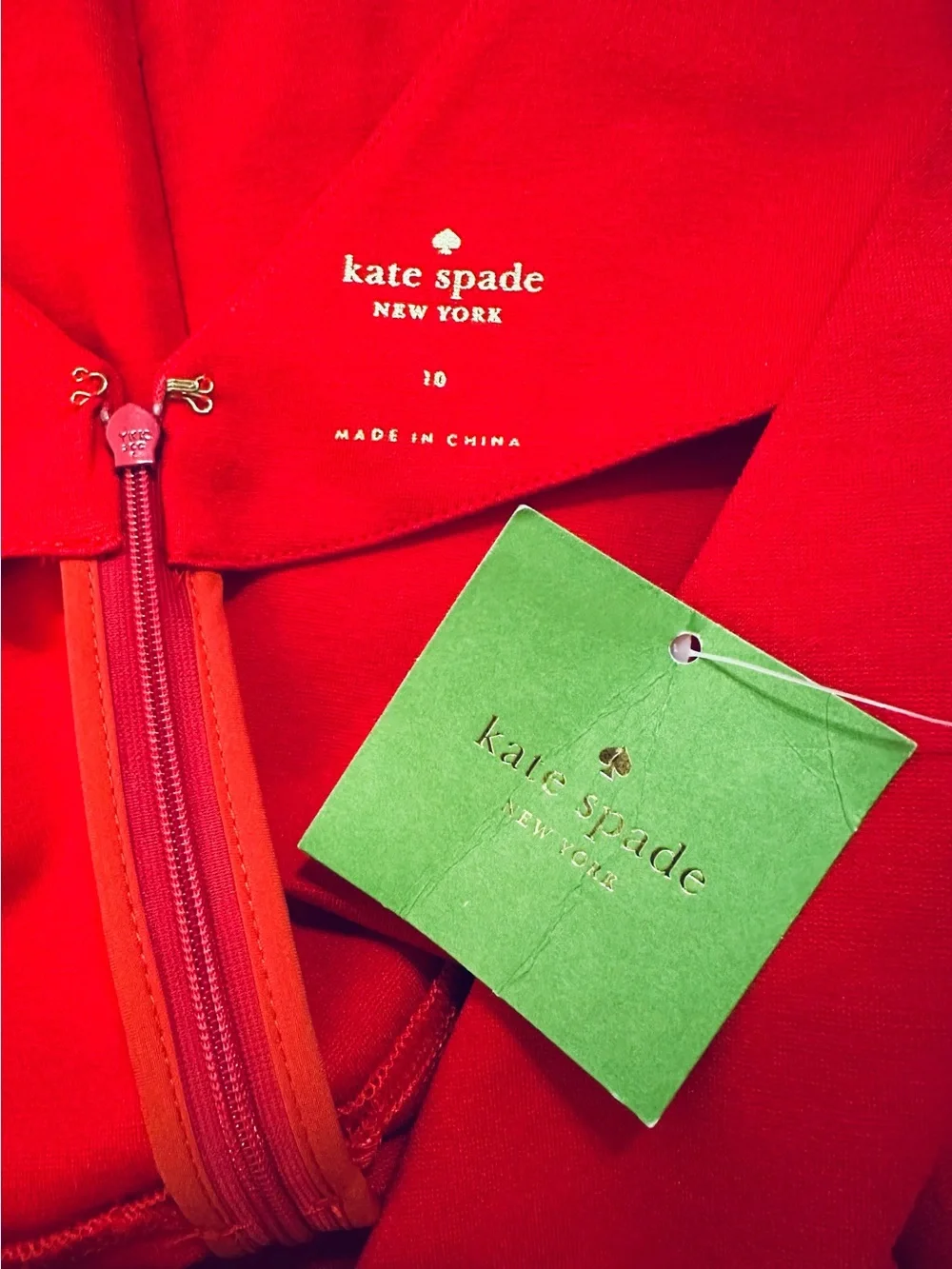 NWT KATE SPADE BROOME STREET V-NECK PONTE FIT & FLARE DRESS RED SZ 10 - Picture 9 of 11